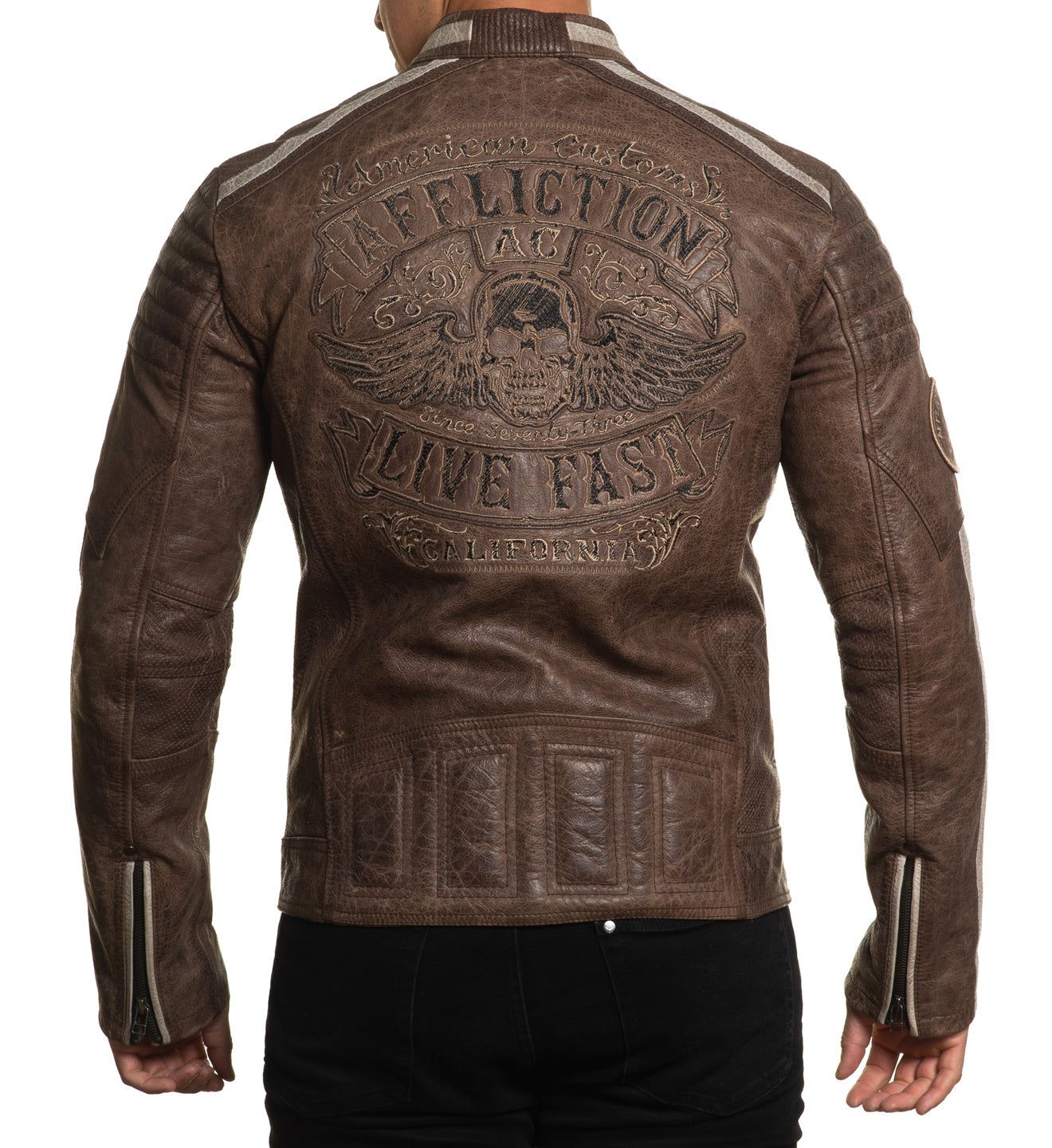 Affliction black premium leather jacket best sale