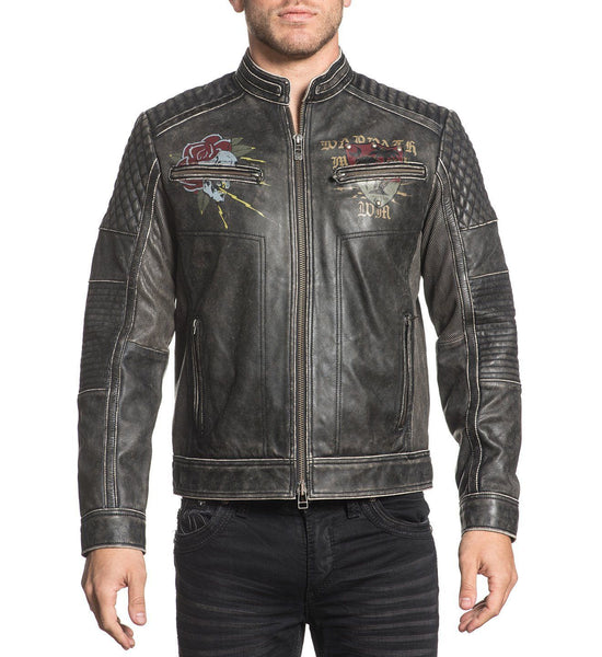 Popular Affliction Black Premium Red Leather Jacket