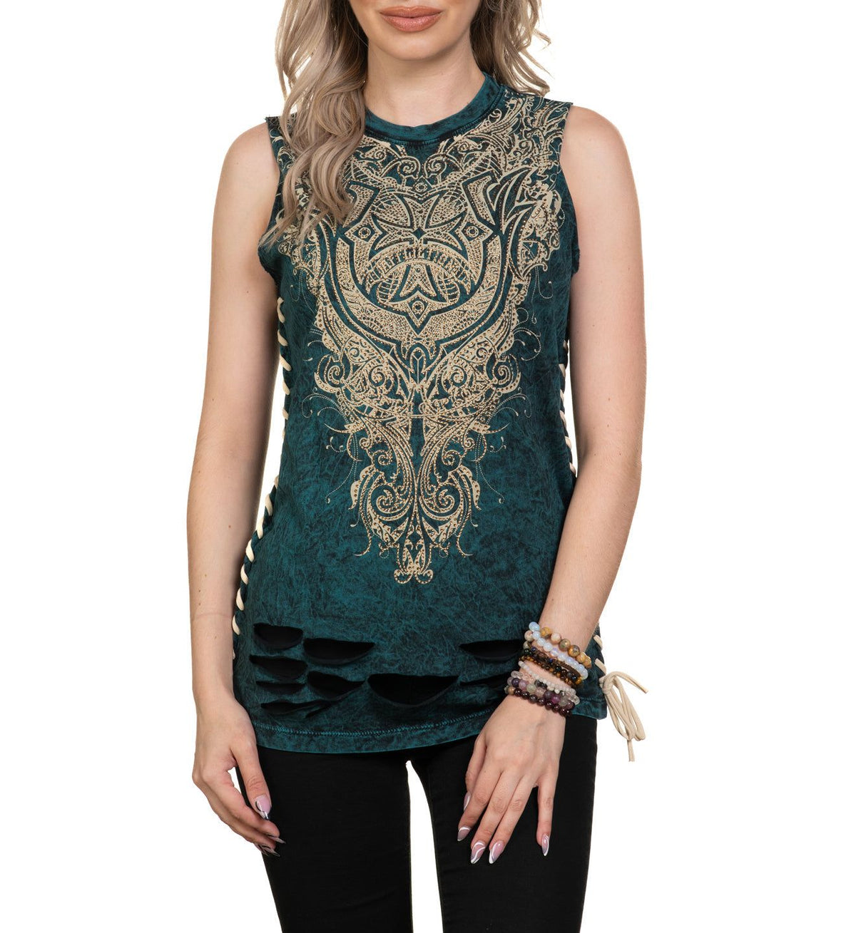 Lorraine Sleeveless Baby Tee - Affliction Clothing