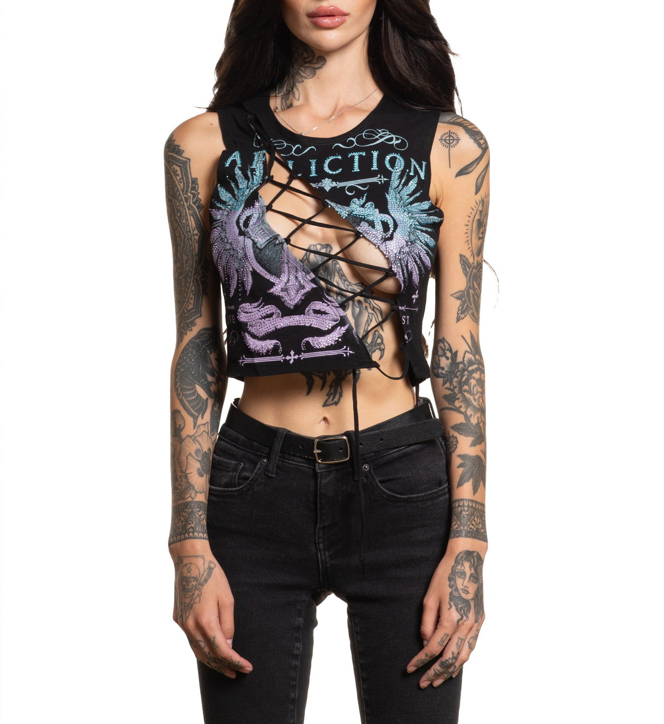 Portrayal Cut Out Crop Tee - Affliction Clothing