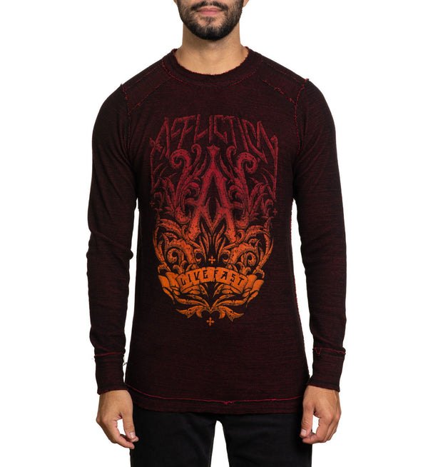 Affliction reversible popular red thermal long sleeve shirt