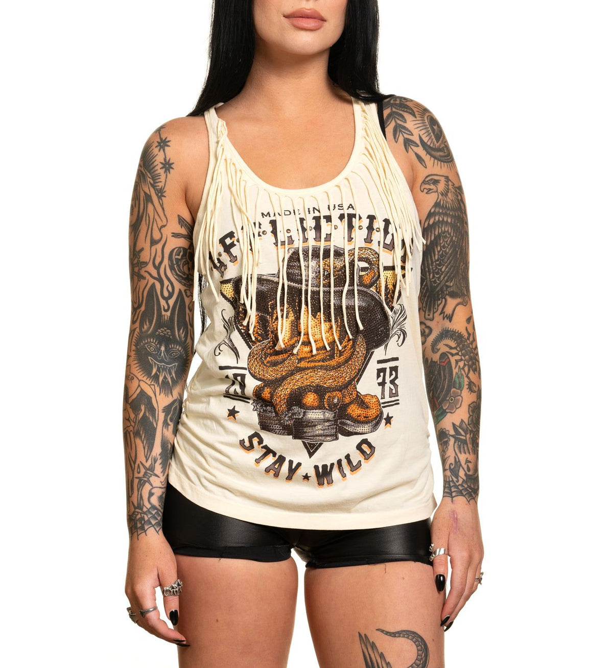 Stay Wild Fringe Racerback - Affliction Clothing